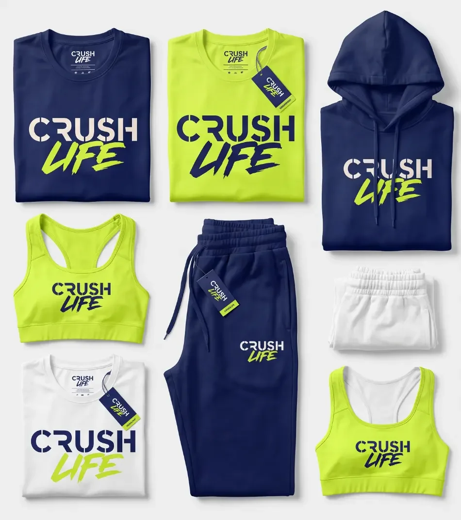 The Crush Life range in navy, optic and white